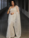 Banarasee Organza Saree With Embroidery Buta & Border-White