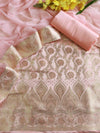 Banarasee Salwar Kameez Satin Brocade Zari Woven Fabric-Pink