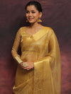 Banarasee Handwoven Plain Tissue Skirt Border Saree-Gold