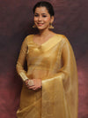 Banarasee Handwoven Plain Tissue Skirt Border Saree-Gold