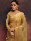 Banarasee Handwoven Plain Tissue Skirt Border Saree-Gold