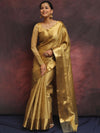 Banarasee Handwoven Gold Zari Tissue Saree-Gold