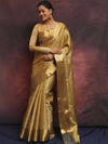 Banarasee Handwoven Gold Zari Tissue Saree-Gold