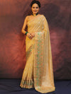 Banarasee Cotton Silk Saree Zari Buta Design & Meena Border-Beige