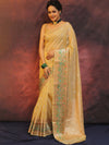 Banarasee Cotton Silk Saree Zari Buta Design & Meena Border-Beige