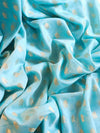 Banarasee Zari Buta Chanderi Fabric-Light Blue