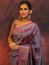 Banarasee Handwoven Semi Silk Saree With Zari Buti Design-Grey (Dual Tone)