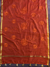 Banarasee Cotton Silk Embroidered Floral Design Dupatta-Red