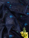 Banarasee Cotton Silk Embroidered Jaal Design Dupatta-Blue