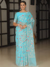 Banarasee Organza Mix Saree With Zari Jaal Design-Light Blue