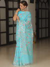 Banarasee Organza Mix Saree With Zari Jaal Design-Light Blue