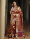 Banarasee Handwoven Plain Tissue Saree Zari Border With Lace-Magenta