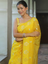 Banarasee Organza Mix Saree With Zari Buti Design-Yellow