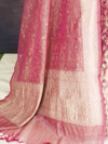 Banarasee Tissue Unstitched Lehenga & Blouse Fabric With Dupatta Set-Pink