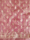 Banarasee Tissue Unstitched Lehenga & Blouse Fabric With Dupatta Set-Pink