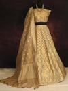 Banarasee Tissue Unstitched Lehenga & Blouse Fabric With Dupatta Set-Gold