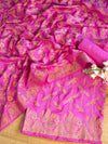 Banarasee Art Silk Zari Design Salwar Kameez With Dupatta Set-Pink