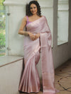 Banarasee Handwoven Plain Tissue Katan Saree With Zari Border-Lavender