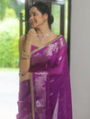 Banarasee Handwoven Katan Silk Saree Zari Border With Lace-Violet