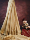 Banarasee Cotton Silk Mix Banswada Saree With Maroon Blouse-Beige