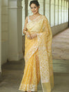 Banarasee Organza Mix Saree With Zari Zig Zag Design-Yellow