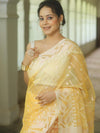 Banarasee Organza Mix Saree With Zari Zig Zag Design-Yellow