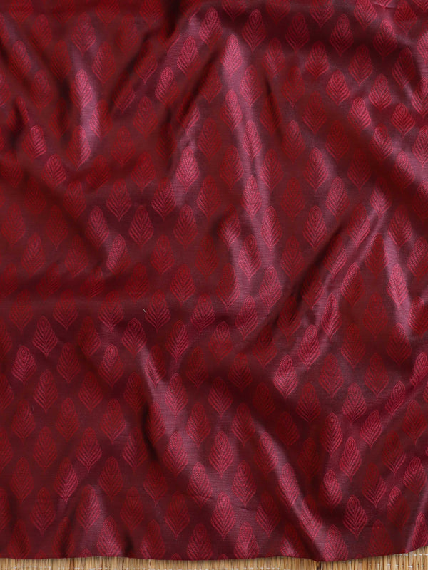 Banarasee Brocade Salwar Kameez Fabric With Organza Dupatta-Maroon & White