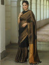 Banarasee Handloom Linen By Tissue Metallic Shine Saree-Black