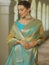 Banarasee Handwoven Crushed Tissue Saree-Multicolor