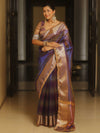 Banarasee Handwoven Shaded Tissue Saree With Lace-Violet