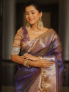 Banarasee Handwoven Shaded Tissue Saree With Lace-Violet