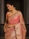 Banarasee Handwoven Plain Tissue Saree Zari Border With Lace-Pink