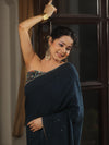 Banarasee Semi Silk Saree With Lace & Sequin Work & Printed Blouse-Prussian Blue