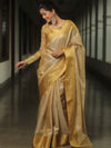 Banarasee Handwoven Gold Zari Tissue Saree-Gold