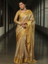 Banarasee Handwoven Gold Zari Tissue Saree-Gold