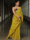 Banarasee Chiffon Bandhani Print Saree & Hand Work With Contrast Blouse-Lime Green