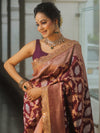 Banarasee Handwoven Georgette Saree Zari Jaal Design With Lace-Violet