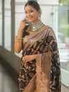 Banarasee Handwoven Georgette Saree Zari Jaal Design With Lace-Black