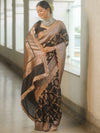 Banarasee Handwoven Georgette Saree Zari Jaal Design With Lace-Black