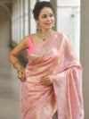 Banarasee Tissue Saree Buta Design With Zari Border-Pink