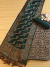 Banarasee Resham Cotton Salwar Kameez Fabric With Dupatta Set-Green