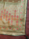 Banarasee Handwoven Jaal Design Organza Tissue Saree With Silk Embroidered Blouse-Light Green