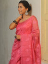 Banarasee Organza Mix Applique Work Saree-Pink