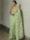 Banarasee Organza Mix Applique Work Saree-Light Green