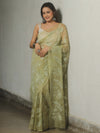 Banarasee Organza Mix Applique Work Saree-Moss Green