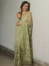 Banarasee Organza Mix Applique Work Saree-Moss Green