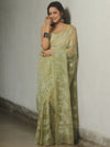 Banarasee Organza Mix Applique Work Saree-Moss Green