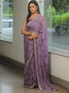 Banarasee Chiffon Embroidered With Bandhani Print Saree-Lavender