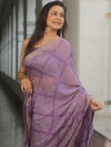 Banarasee Chiffon Embroidered With Bandhani Print Saree-Lavender