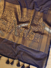 Banarasee Handwoven Semi Silk Saree With Shibori Work-Blue & White